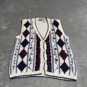 Vintage Huntington Ridge Sweater Vest Womens Medium Floral Academia Cottagecore